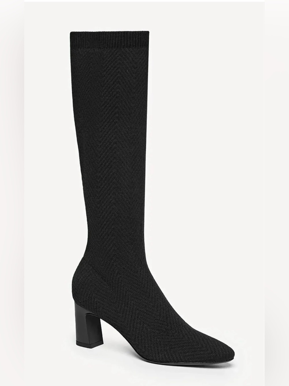 NWT: Women’s Black Knee-High Block Heel Stretch Boot